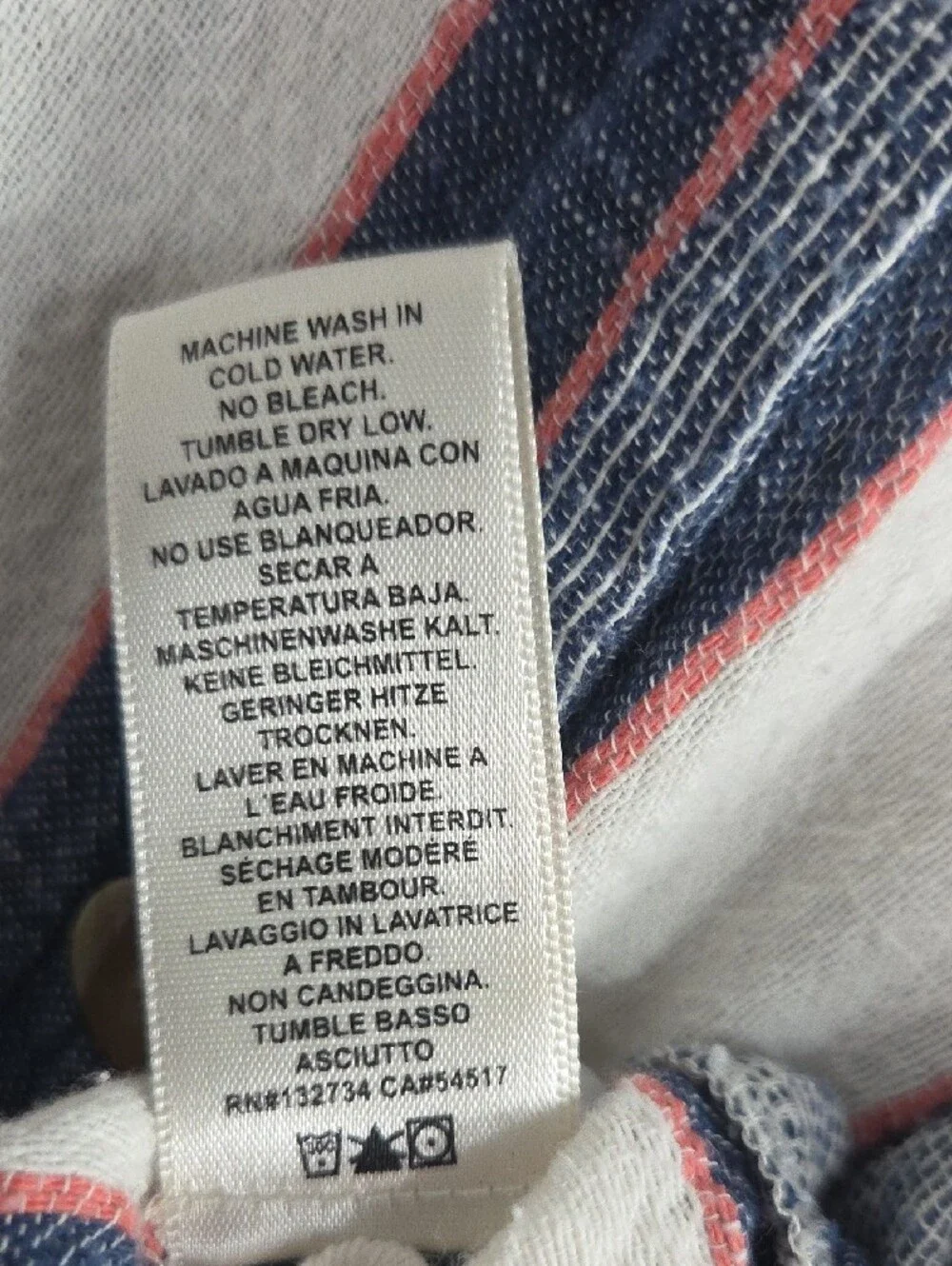 Anthropologie Blue, White & Red Striped Button-Front Top - Cloth & Stone